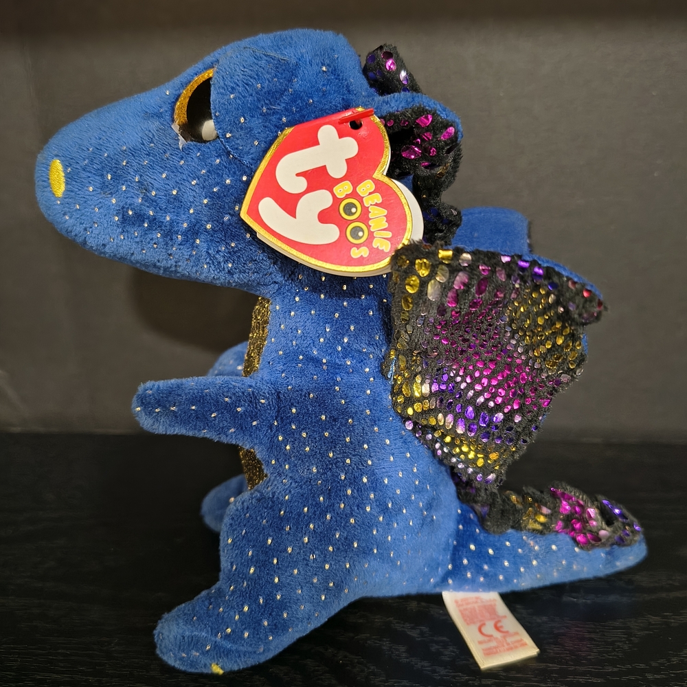 Ty Beanie Boos Sparkly Blue Dragon Plush - Picture 5 of 5